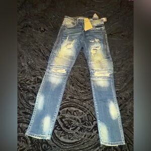 Men's Smugglers Moon Distressed Blue Jeans Sz 30X31 New with tags $89 Retail